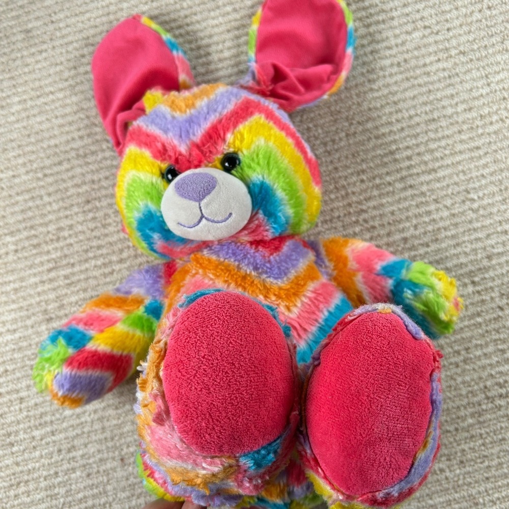 Build-A-Bear‎ Rainbow Chevron Bunny Plush Kids Retired VTG 2014 - Picture 4 of 12